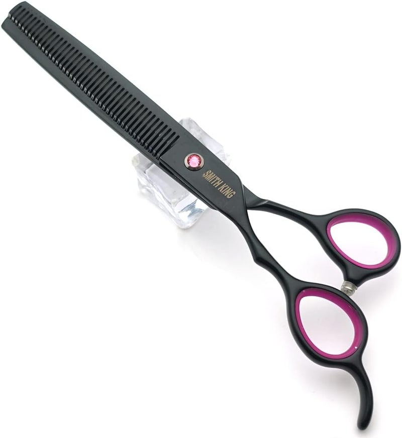Smithking 7.0 inches Professional Dog Grooming Scissors Set Straight & thinning & Curved & chunkers & comb 5pcs in 1 Set for left-handed & right handed Black - Image 4